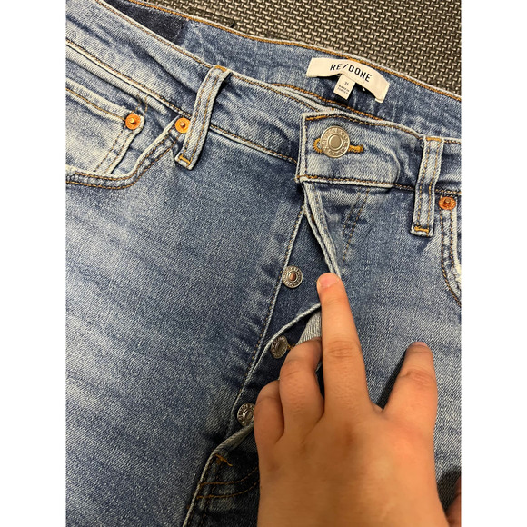 Re/Done 70s Stove Pipe‎ Jeans Button Fly Indigo Storm Size 31 - Picture 2 of 10